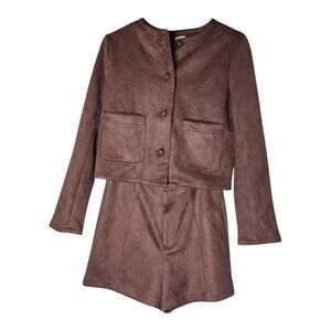 Women's Faux Suede Lady Jacket & Shorts - A New Day™ Brown XS